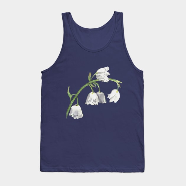 Lily of the valley Flower Watercolor Painting Tank Top by Ratna Arts